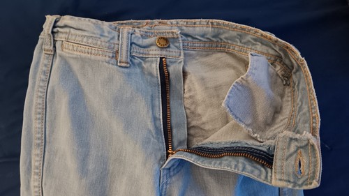 Jeans vintage anni 70 stella francese fondo a campana svasato hippie 24x28 ricamato - Foto 14 di 18