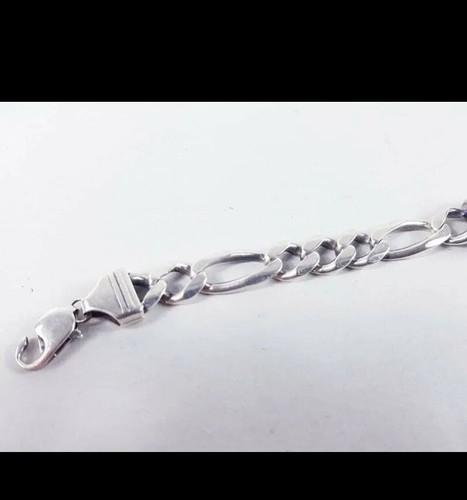 Vintage SOLID SILVER long Chunky CURB LINK BRACELET  - Picture 6 of 12