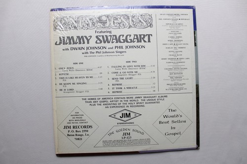 JIMMY SWAGGART ONLY JESUS LP 12" VINYL RECORD GOLDEN GOSPEL PIANO - Picture 2 of 2