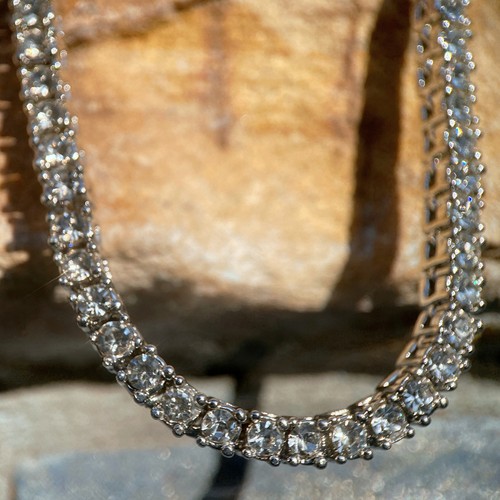 Men and Women 14K White Gold Plated Hip Hop Iced Tennis One Row Chain AAA CZ - Picture 11 of 15