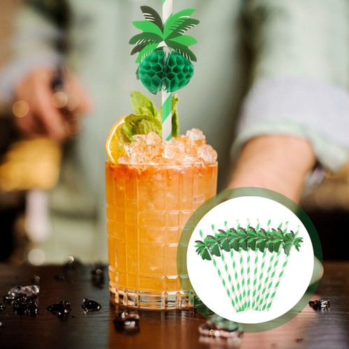 50 Pcs Coconut Paper Straws Travel Drinking Decorations Hawaiian - Picture 3 of 12