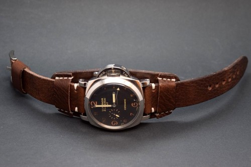 Ledermanschetten Band Buffalo Bund Pad Uhrenarmband 18-26 Handgefertigtes strap - Picture 4 of 8