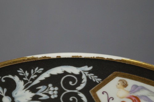 Royal Vienna Hand Painted Griffin Ladies Floral Scrolls & Raised Gold Deep Plate - Picture 12 of 12