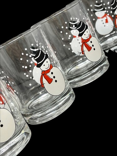 Vasos de bola baja de muñeco de nieve vintage de vidrio Pasabahce, juego de 4 barras, Turquía - Imagen 2 de 5