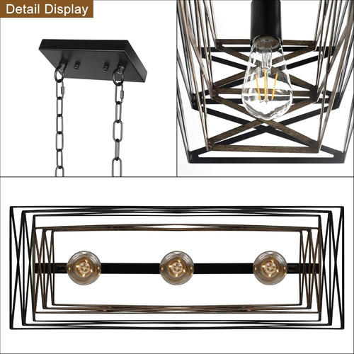 21" Bauernhaus Esszimmer Leuchte, 3 Lichter Küche Insel Beleuchtung, Industrie - Bild 7 von 7