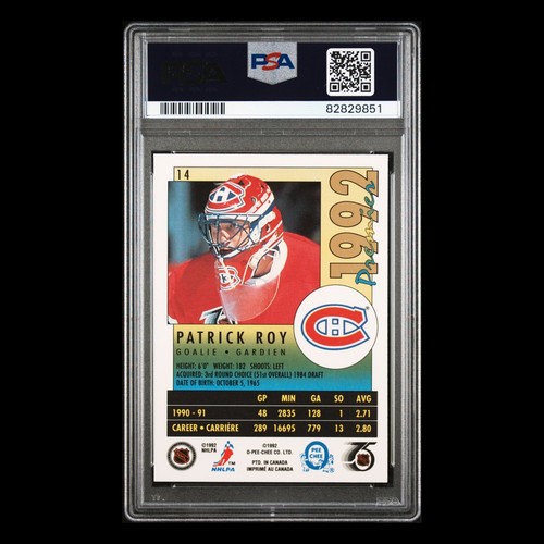 1991-92 OPC #14 Premier Patrick Roy PSA 9 MINT Montreal Canadiens HOF - Bild 2 von 4