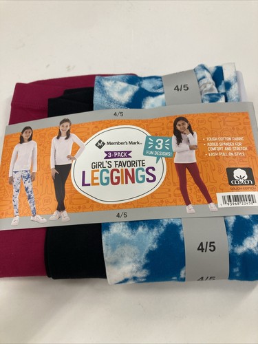 Member’s Mark 3-Pack Girl’s Favorite Leggings TIE DYE/BLACK/ROSE Choose Size - Picture 1 of 7