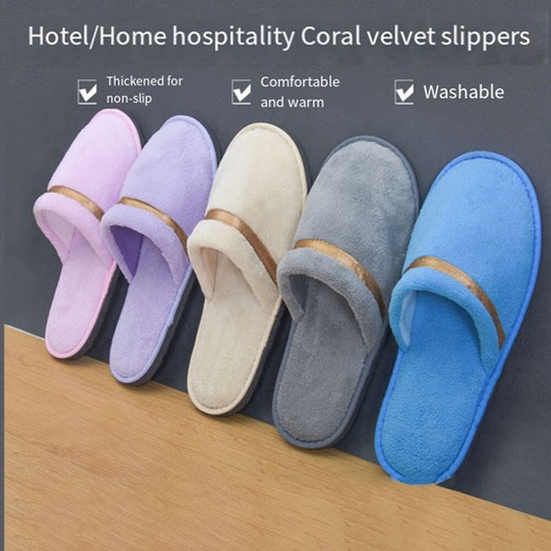 Solid Color Slippers Disposable Slippers Coral Fleece Slippers Hotel Slippers US