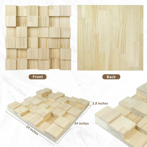 Wood Sound Diffuser - 24 X 24 X 2.8 Inches Thick Acoustic Diffusion Panels Add L - Picture 2 of 5