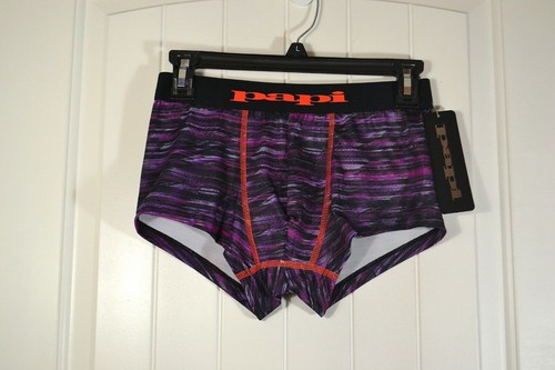 NWT MEN'S PAPI MICROFIBER TRUNK AQUA GLITCH RED GLITCH UNDERWEAR SZ S - Picture 7 of 11