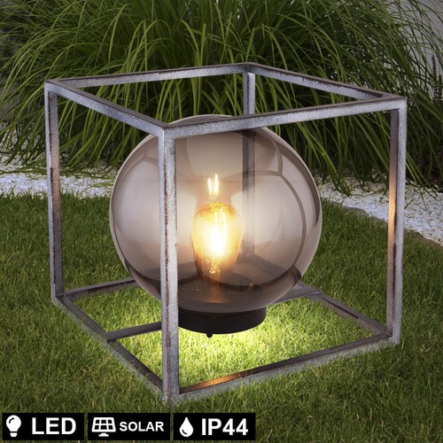 LED Design Solar Sockel Lampe Würfel Beleuchtung Terrassen Außen Kugel Leuchte - Bild 11 von 12