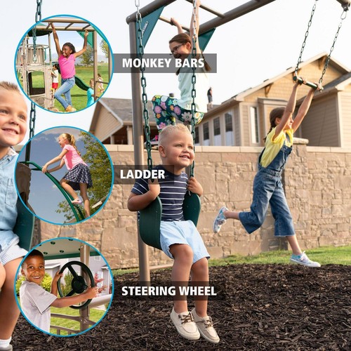 Lifetime Adventure Tower Deluxe Swing Set with Monkey Bars - Picture 5 of 10