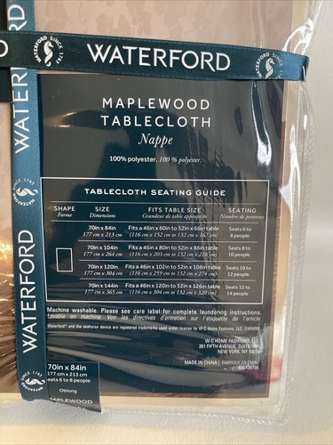 Waterford Damask Tablecloth Maplewood Leaves Bone 70" x 84” Oblong Seats 6-8 New - Picture 8 of 9