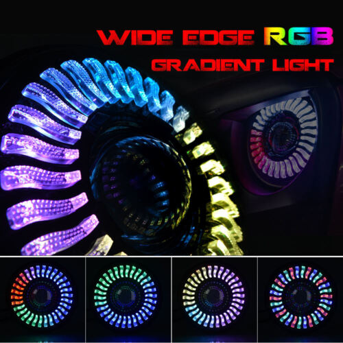 Pair 7inch LED Demon Halo Headlights RGB Combo Chasing for Jeep Wrangler JK TJ - Foto 3 di 12