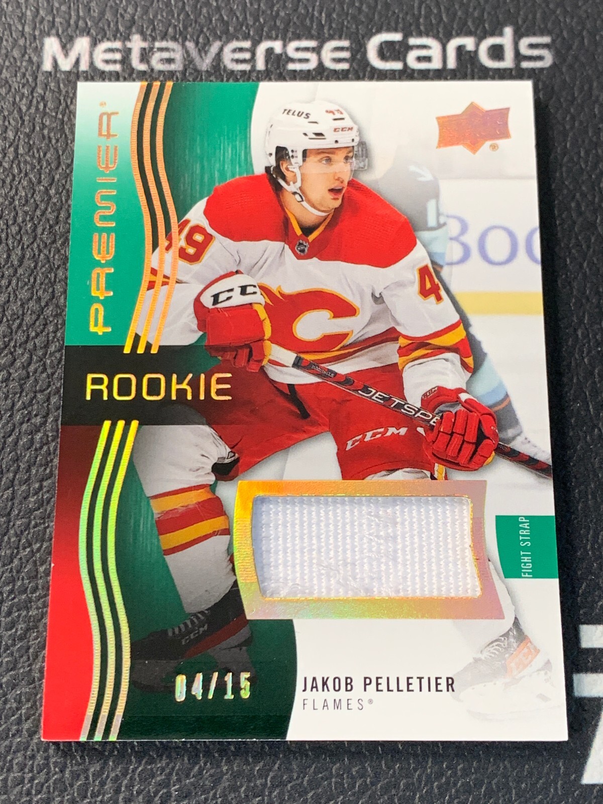2023-24 UD Premier Hockey Rookie Memorabilia Fight Strap RC Jakob Pelletier /15