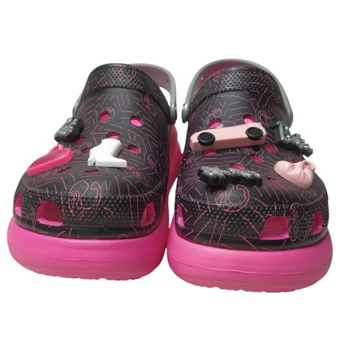 Mattel Crocs Barbie Movie x Crush Clogs W 10 M 8 Hot Pink Black Platform Iconic - Picture 10 of 17