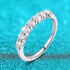 3mm D VVS1 Moissanite Half Eternity Band Women Wedding Ring 925 Sterling Silver