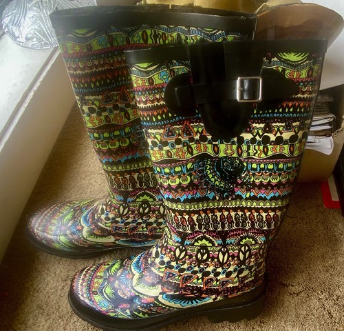 Botas Sakroots By The Saks Wo's Talla 9 Paz Lluvia Nieve Goma Cachemira Multicolor - Imagen 14 de 14