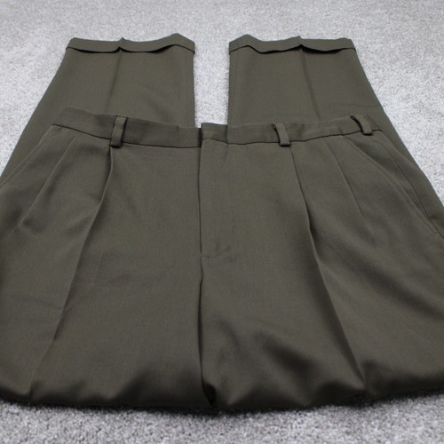 Eddie Bauer Pants Mens 36x32 Brown 100% Wool Pleated Cuffed Straight Leg - Picture 2 of 12