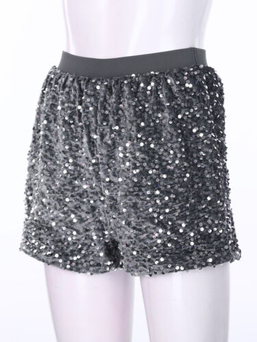 Women Sequins Velvet Dance Short Hot Pants Dating Carnival Party Night Out Disco - Picture 61 of 71