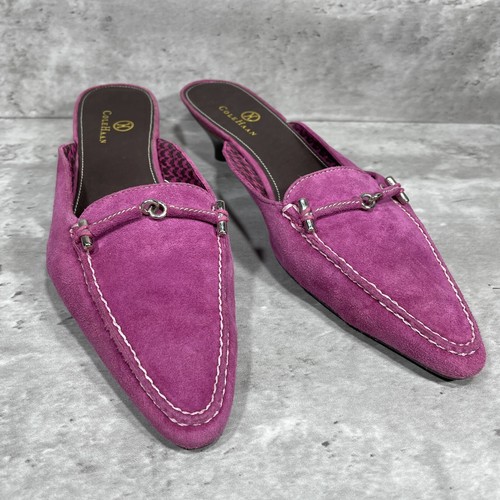Cole Haan lila Wildleder Slipper spitz zulaufend Pfennigabsatz Pantoletten Damengröße 7 B