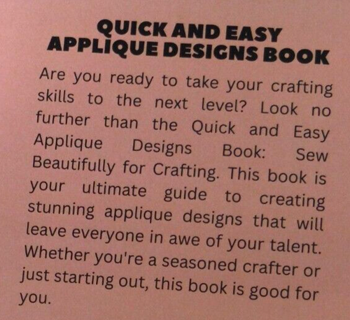 Quick and Easy Applique Designs Book by Noah K Kim sewing craft paperback 2023 - Picture 2 of 15