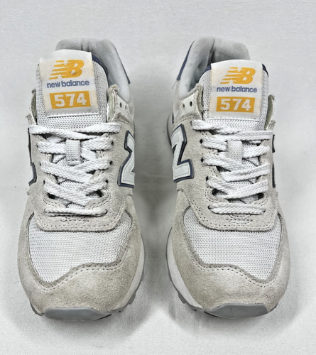 New Balance 574 White Grey Casual Lifestyle Suede Shoes Women’s Size 6 - Picture 4 of 14