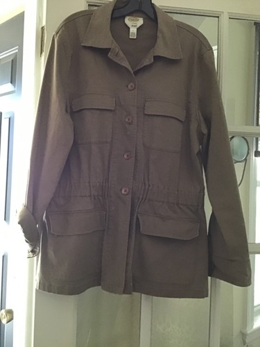 Talbots L tan light weight spring jacket elastic waist - Picture 2 of 3