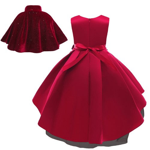 Chirstmas Kids Flower Girls Bolero Princess Dress Shrug Cape Party Wedding Gown - Picture 15 of 24