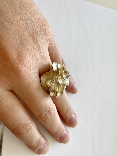 Brutalist Silpada Sterling Silver Flower Heavy Cocktail Statement Ring Size 5 - Picture 3 of 9
