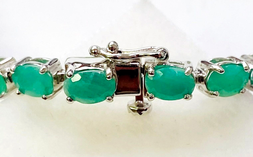 HSN Colleen Lopez Sterling Silver Oval Emerald Line Bracelet 7-1/2" - Picture 9 of 15