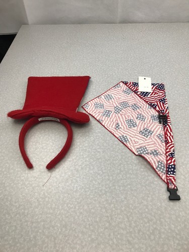 Dog Costume Uncle Sam Ears And Bandana KG U1 America USA - Picture 5 of 7