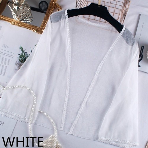 Women Chiffon Cardigan See Through Kimono Jacket Coat Blouse Top Summer Loose - Picture 3 of 16