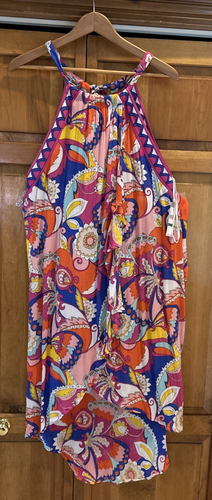 Trina Turk Sevilla Midi Schwimmen Überziehen Kleid Wickel verstellbar Tunika Größe Large Neu mit Etikett - Bild 4 von 10