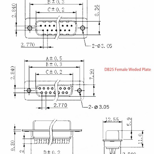 DB15/25/37 Conector macho/hembra Conexión de soldadura Carcasa de plástico/Carcasa de metal - Imagen 3 de 29