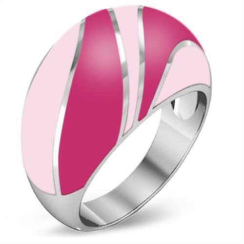 Silver Rings for Women Rose Pink Anillo Para Mujer Stainless Steel Ring with Epo - Picture 1 of 11