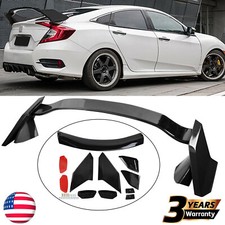 Glossy Black Type R Style Trunk Spoiler Wing For 16-21 Honda Civic 4 Door Sedan