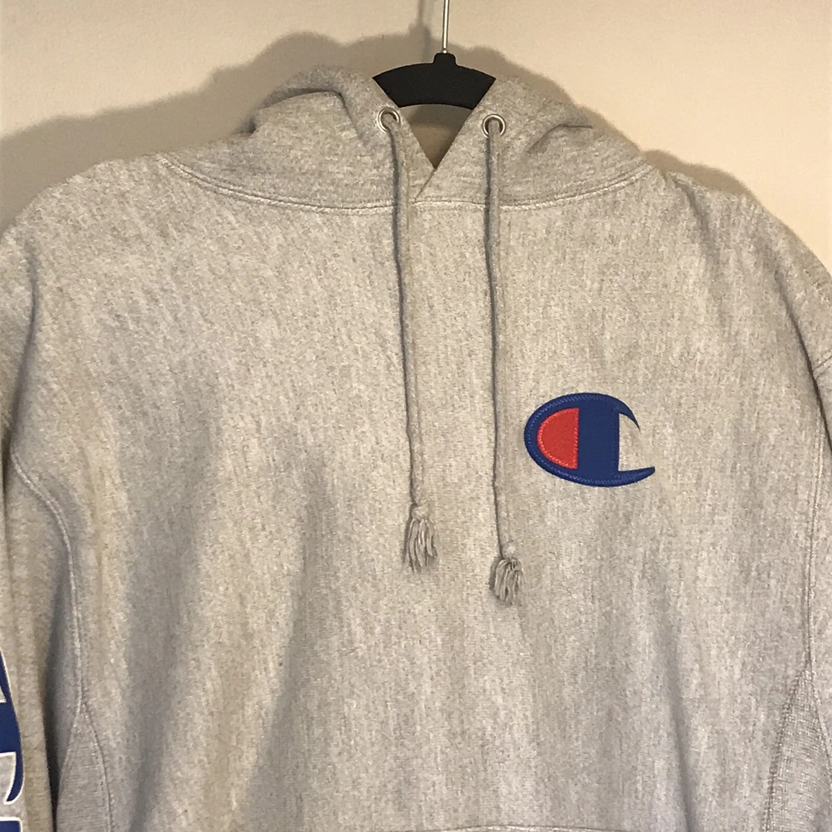 Red grey and blue champion hoodie sale