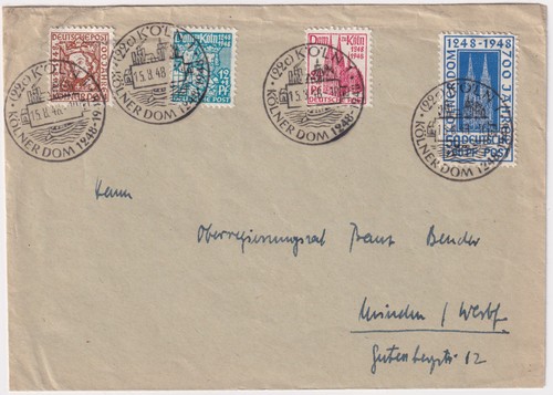 All. Bes. Bizone Mi.Nr. 69 - 72 "Kölner Dom" Satzbrief SST Köln 15.8.1948 - Picture 1 of 2