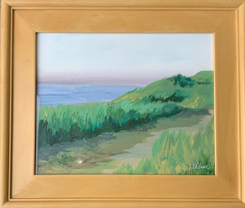 Original Painting Seascape Landscape Coast “Morning Sea" Wood Frame Signed 11x13