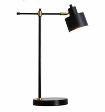 Modern Industrial Desk Lamp for Reading LED 22.2“ Metal Table Lamp Light, Black
