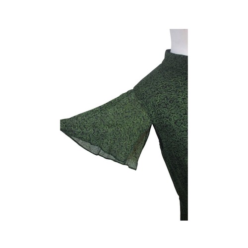 Cue Midi Fit & Flare Dress Size 12 Green Snake Print Viscose Hi/ Low Hem - Picture 9 of 11