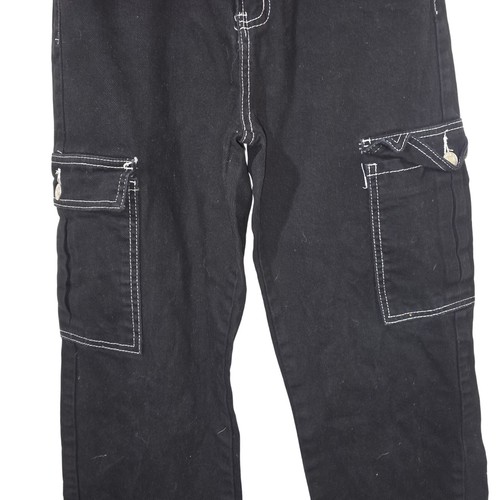 S.O.N.G. Schwarz weiß Y2K Goth Retro Cargo Tripp Hose Damengröße 5 makellos - Bild 3 von 7