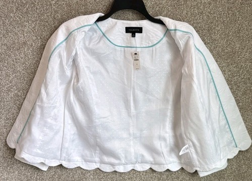 Talbots Damen weiß Blumen geprägt Blazer Gr. 6 Hose Gr. 6P Anzug Set NEU Neu mit Etikett - Bild 8 von 21
