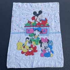 Vintage Disney Baby Mickey Minnie Pluto Donald Quilt Blanket Reversible 41 x 32