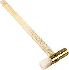 8.75" Brass and Nylon Head Hammer | 0.5" Diameter Striking Surface