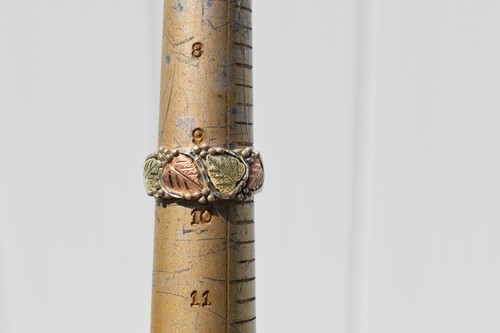 FINE 12K GOLD & STERLING SILVER BLACK HILL GRAPE LEAVES RING SIZE 9 1/2 - Bild 9 von 9