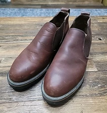 Filson Mens Sz 9.5 M Brown Leather Pull On  Camp Shoes Quality Comfort Style EUC