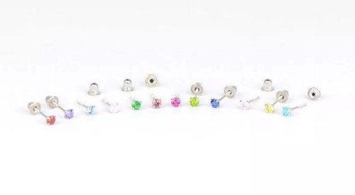 14K Solid White Gold 2.5mm Round Birthstone Stud Earrings with Screw Back - Picture 3 of 14