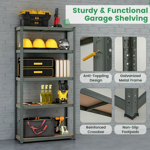 4PCS Adjustable 5 Tier Garage Shelving Unit w/ 2000 lbs Max Load for Warehouse - Picture 9 of 9